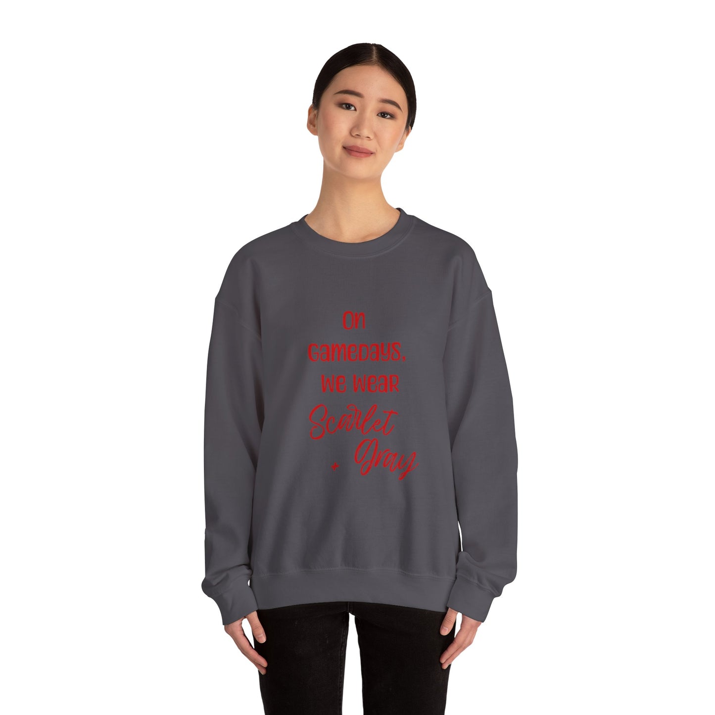 On Gamedays, We Wear Scarlet… Crewneck Sweatshirt